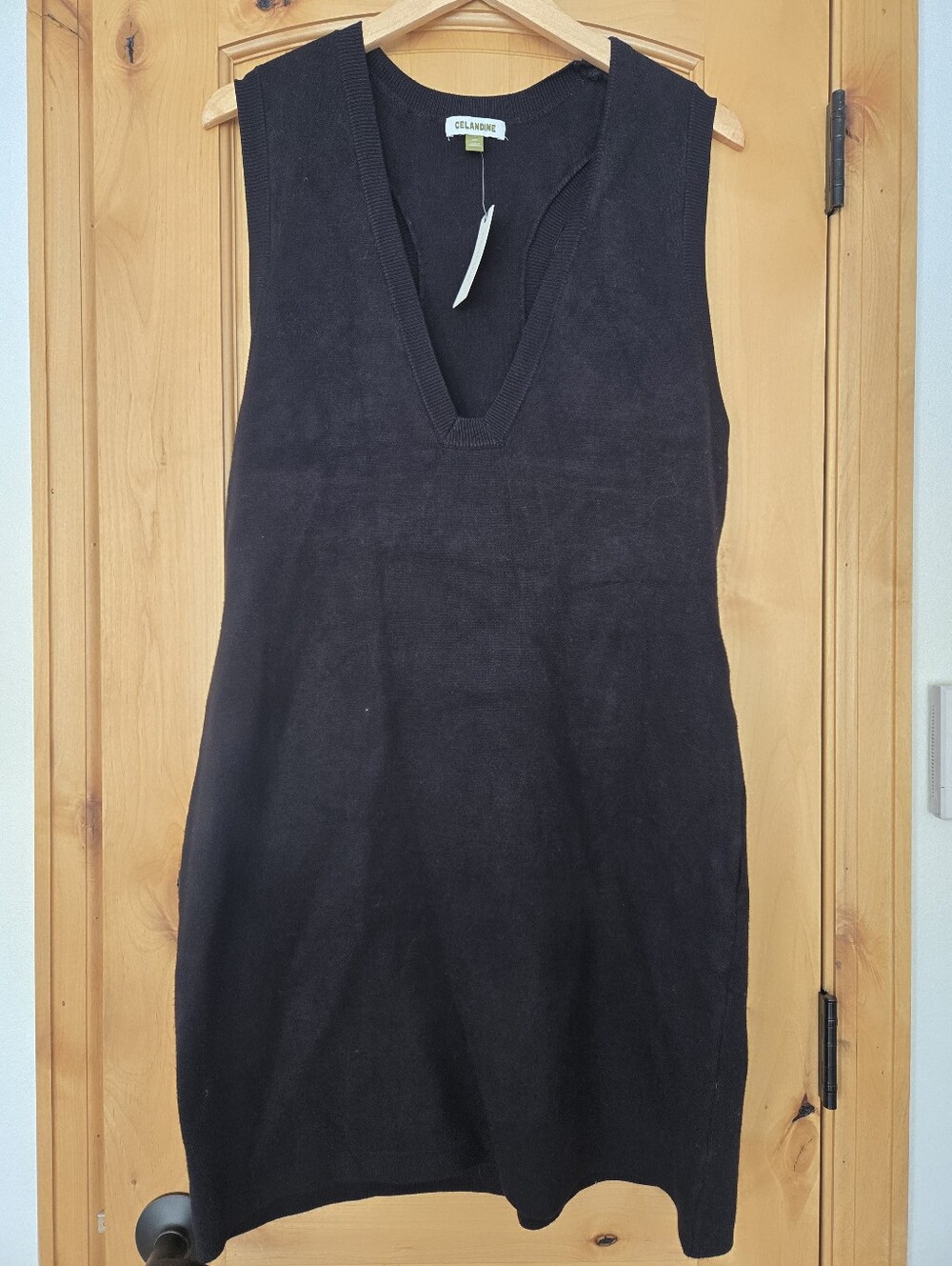 NWT Anthropologie Celandine Black Racerback V-Neck Knit Dress XL